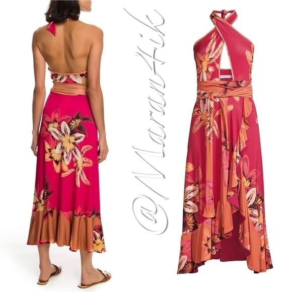 PatBO Carmen Floral Halter Wrap Dress Small - Picture 3 of 15